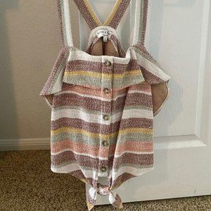 Madewell Texture & Thread - Ruffle Tie-Front Tank in Stripe